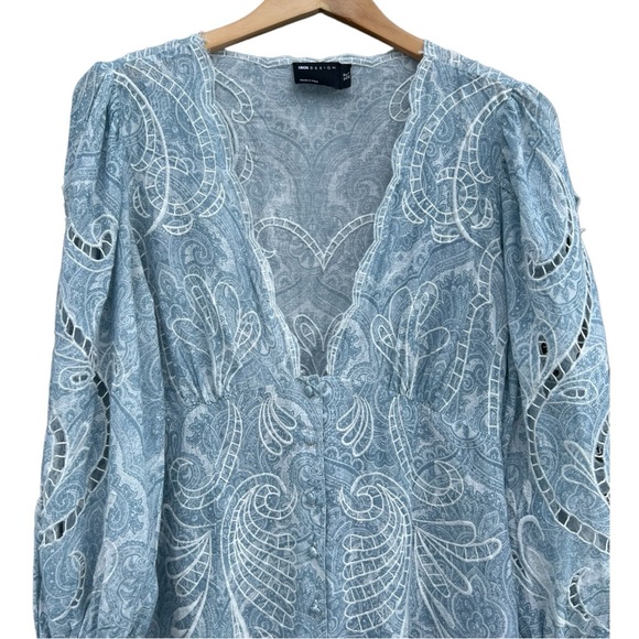 ASOS- Sold Out Cutwork Button Through Dress in paisley floral print - Size 6 - Picture 4 of 11